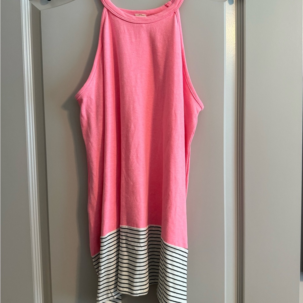 7th Ray Pink and White Striped Tank Top Size Large NWOT